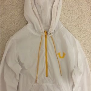 True Religion White and Gold Windbreaker